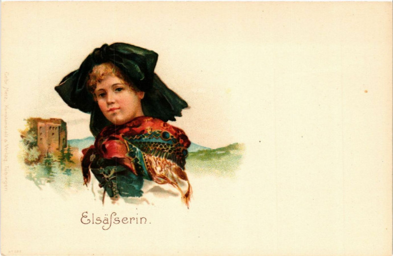 Carte postale ancienne Elsasserin - Litho - Folklore - Type