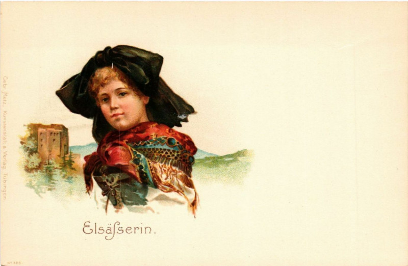 Carte postale ancienne Elsasserin - Litho - Folklore - Type