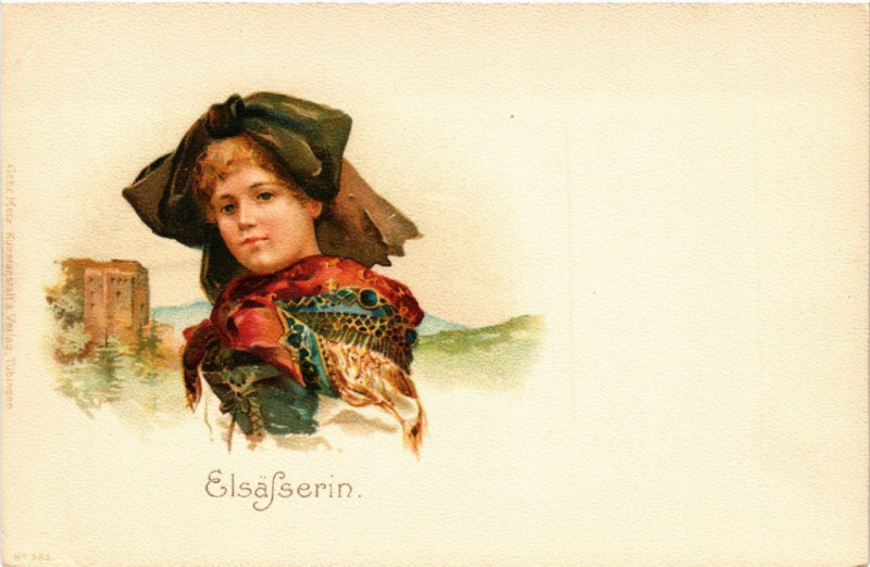 Carte postale ancienne Elsasserin - Litho - Folklore - Type