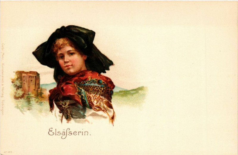 Carte postale ancienne Elsasserin - Litho - Folklore - Type