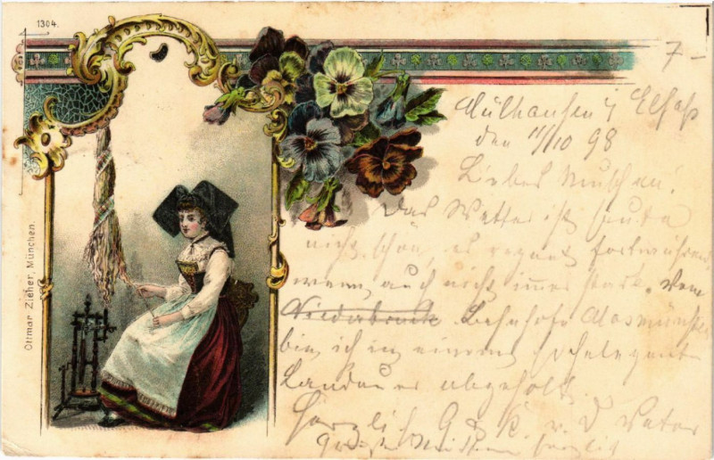 Carte postale ancienne Elsasserin - Folklore - Type - Litho