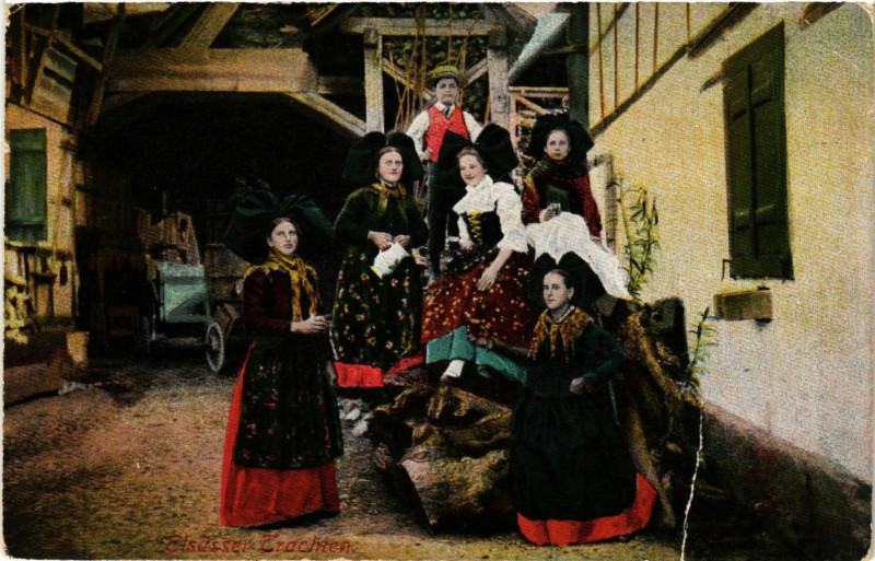 Carte postale ancienne Elsasser Trachten - Folklore - Types