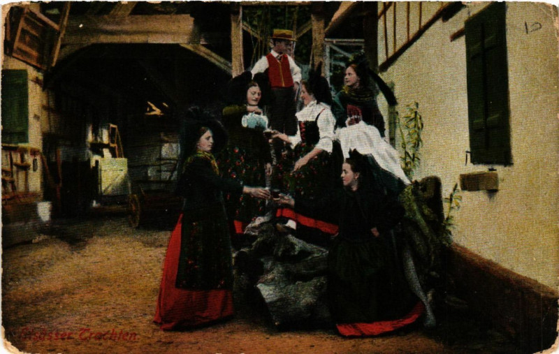 Carte postale ancienne Elsasser Trachten - Folklore - Types