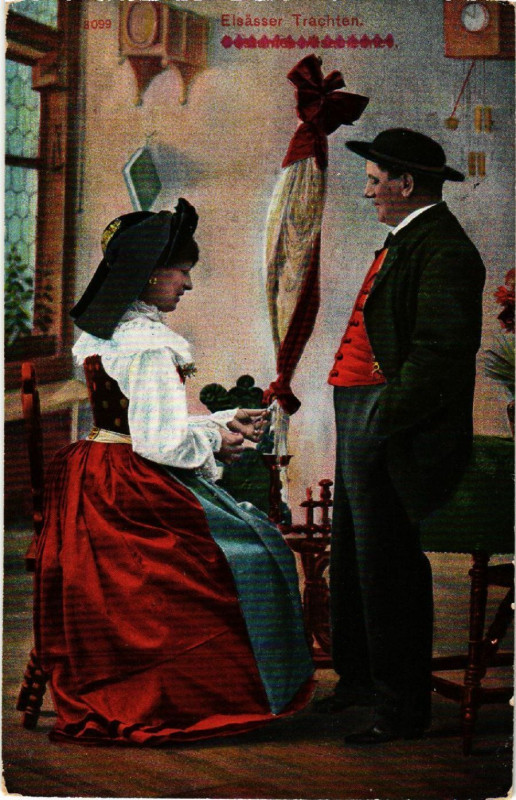 Carte postale ancienne Elsasser Trachten - Costumes Alsaciens - Types - Folklore