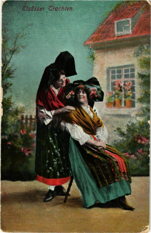 Carte postale ancienne Elsasser Trachten - Costumes Alsaciens - Types - Folklore