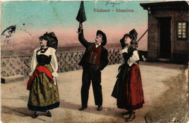 Carte postale ancienne Elsasser - Alsaciens - Types - Folklore