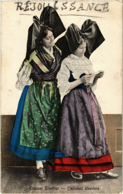 Carte postale ancienne Costumes Alsaciens - Elsasser Trachten - Folklore - Types