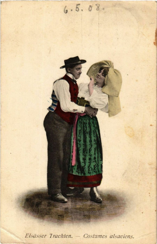 Carte postale ancienne Costumes Alsaciens - Elsasser Trachten - Folklore - Types