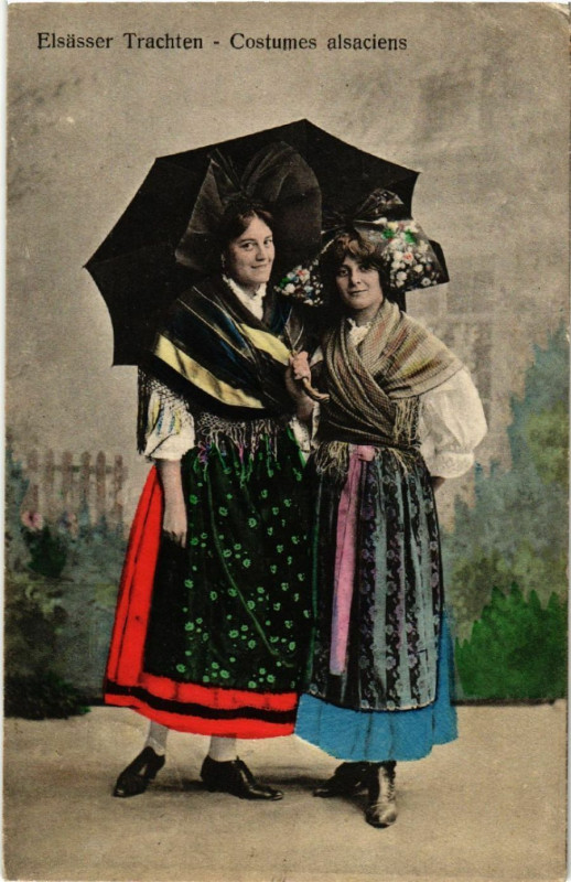 Carte postale ancienne Costumes Alsaciens - Elsasser Trachten - Folklore - Types