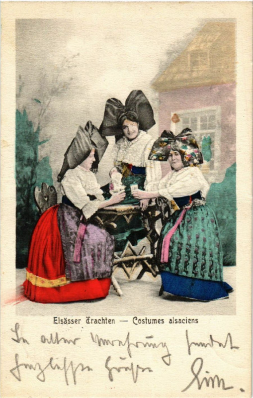 Carte postale ancienne Costumes Alsaciens - Elsasser Trachten - Folklore - Types