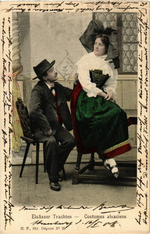 Carte postale ancienne Costumes Alsaciens - Elsasser Tracht - Folklore - Types
