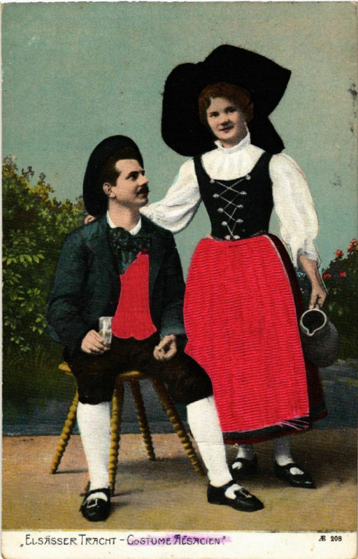 Carte postale ancienne Costume Alsacien - Elsasser Tracht - Folklore - Types