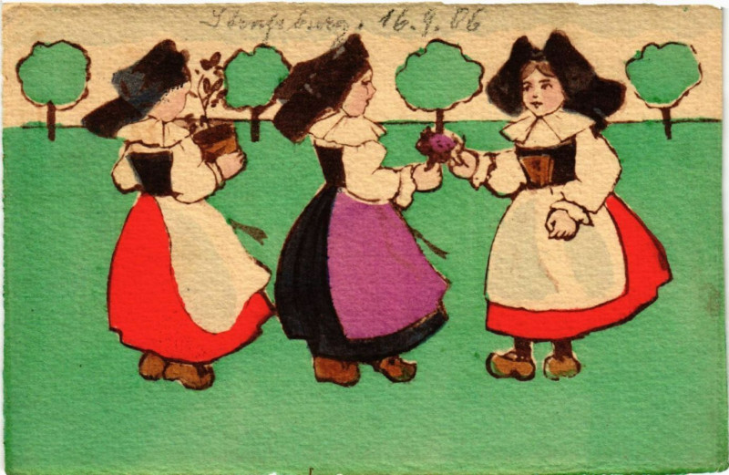 Carte postale ancienne Alsace - Elsass - Types - Folklore