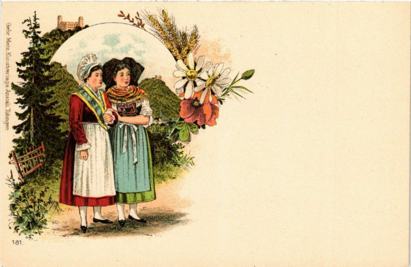 Carte postale ancienne Alsace - Elsass - Litho - Folklore - Types