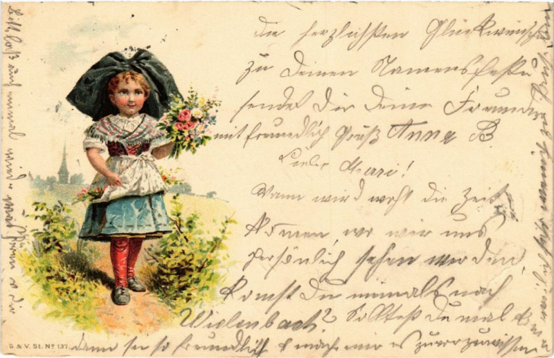 Carte postale ancienne Alsace - Elsass - Litho - Folklore - Type