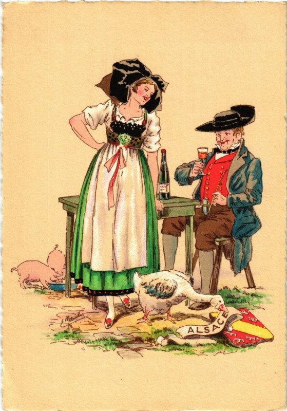 Carte postale ancienne Alsace - Elsass - Folklore - Types