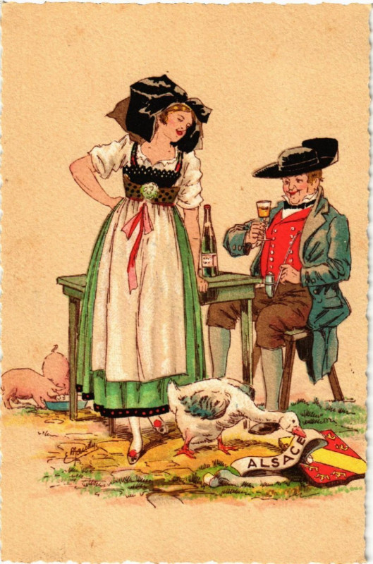 Carte postale ancienne Alsace - Elsass - Folklore - Types