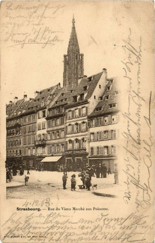 Carte postale ancienne Strasbourg - Rue du Vieux Marché aux Poissons à Strasbourg