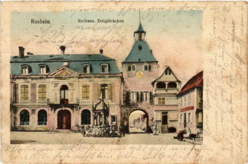 Carte postale ancienne Rosheim - Rathaus Zeitglockchen à Rosheim