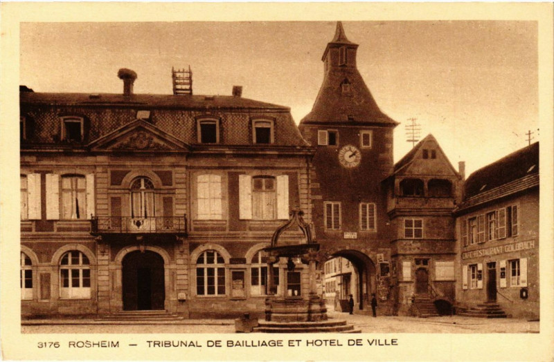 Carte postale ancienne Rosheim - Tribunal de Bailliage et Hotel de Ville à Rosheim