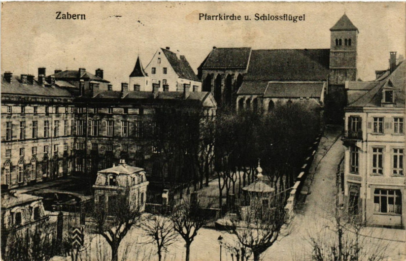 Carte postale ancienne Zabern Pfarrkirche u.Schlossflugel