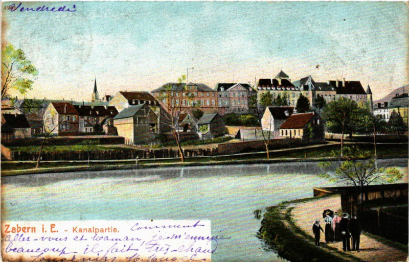 Carte postale ancienne Zabern Kanalpartie