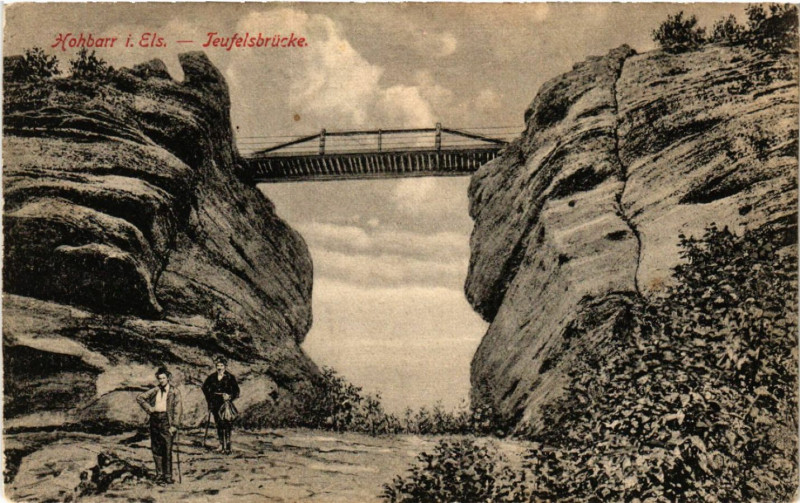 Carte postale ancienne Hohbarr Teufelsbrucke. à Barr