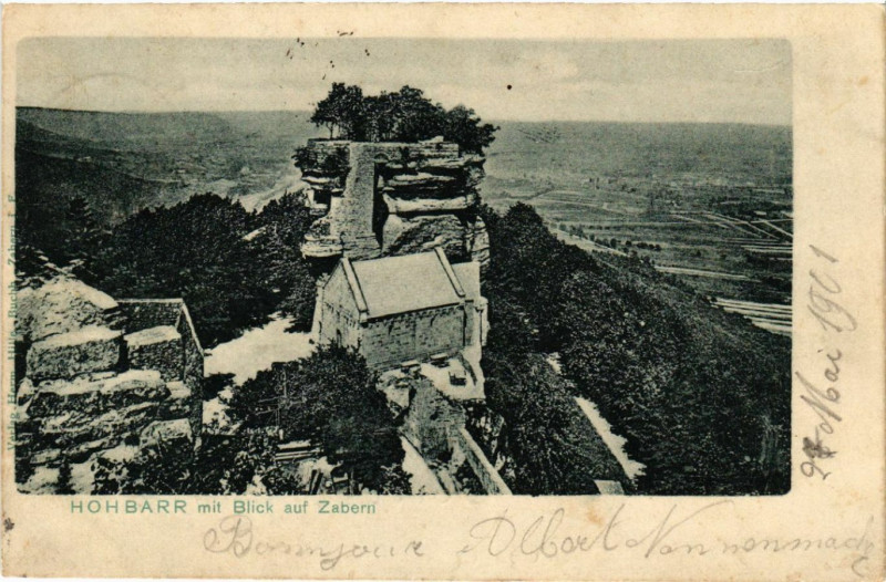 Carte postale ancienne Hohbarr mit Blick auf Zabern à Barr