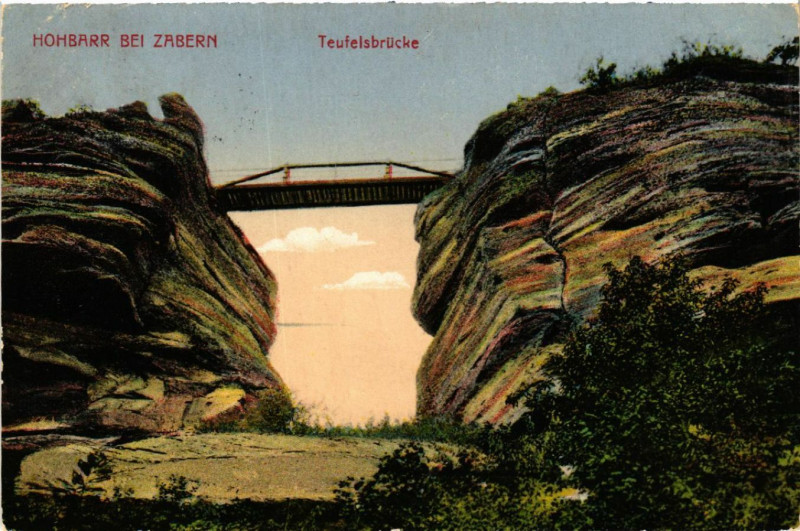 Carte postale ancienne Hohbarr b. Zabern Teufelsbrucke. à Barr