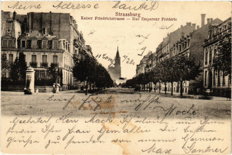 Carte postale ancienne Strassburg Rue Empereur Frederic