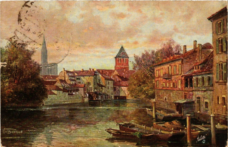 Carte postale ancienne Strassburg Partie b. den gedeckten Brucken