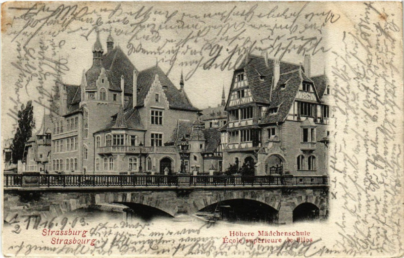 Carte postale ancienne Strassburg Ecole superieure de Filles