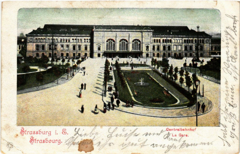 Carte postale ancienne Strassburg Centralbahnhof La Gare