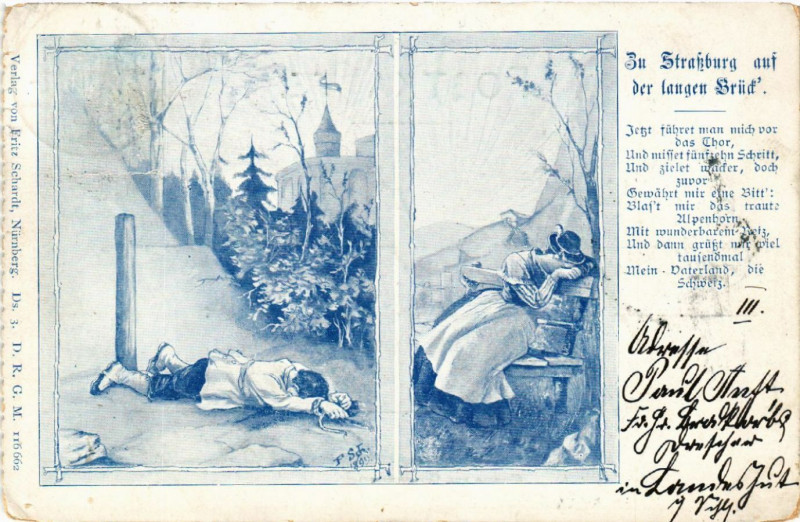 Carte postale ancienne Strassburg auf der langen Brud