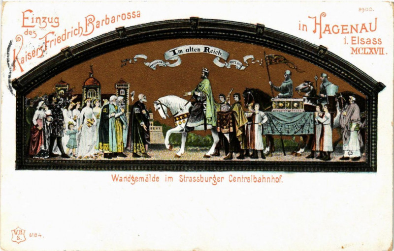 Carte postale ancienne Hagenau i.Elsass Wandgemalde im STRASSBURGer Centralbahnhof