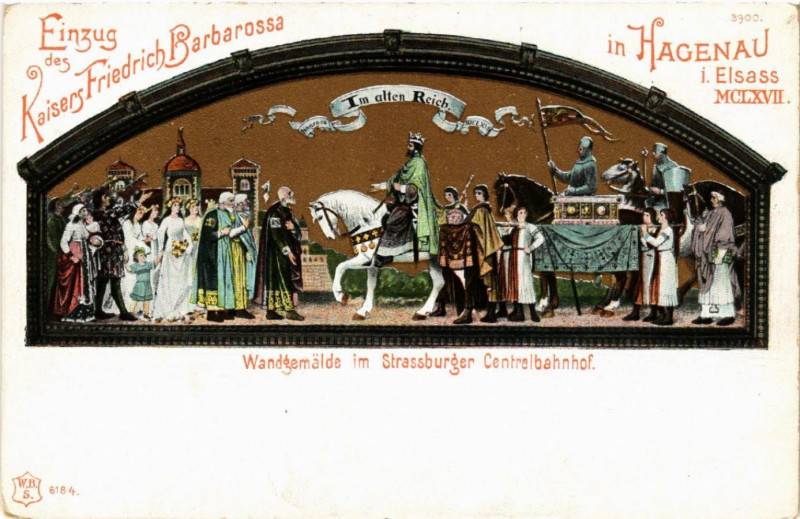 Carte postale ancienne Hagenau i.Elsass Wandgemalde im STRASSBURGer Centralbahnhof