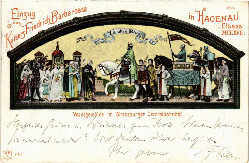 Carte postale ancienne Hagenau i.Elsass Wandgemalde im STRASSBURGer Centralbahnhof