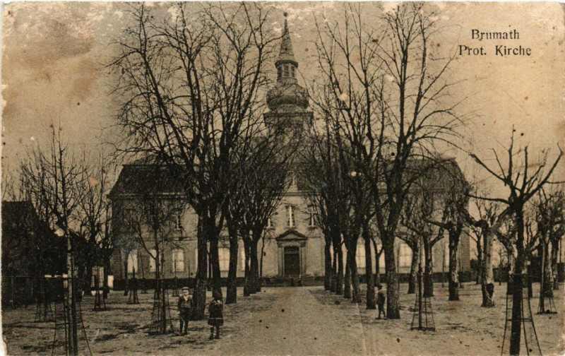 Carte postale ancienne Brumath Prot.Kirche à Brumath