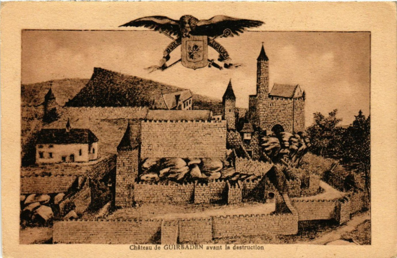 Carte postale ancienne Chateau de Guirbaden avant la destruction