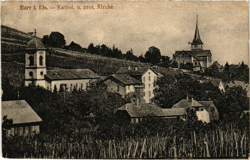 Carte postale ancienne Barr i.Els.-Kathol. u. prot.Kirche à Barr