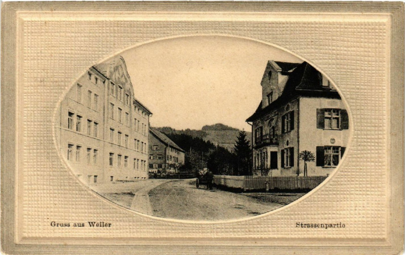 Carte postale ancienne Gruss aus Weiler Strassepartio à Russ