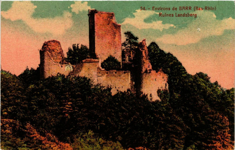 Carte postale ancienne Env. de Barr Ruines Landsberg à Barr