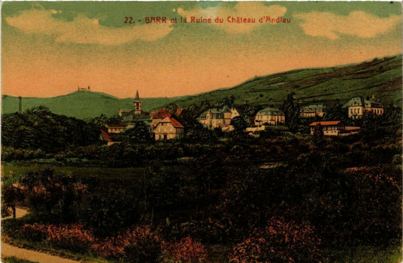 Carte postale ancienne Barr et la Ruine du Chateau d'Andlau à Barr