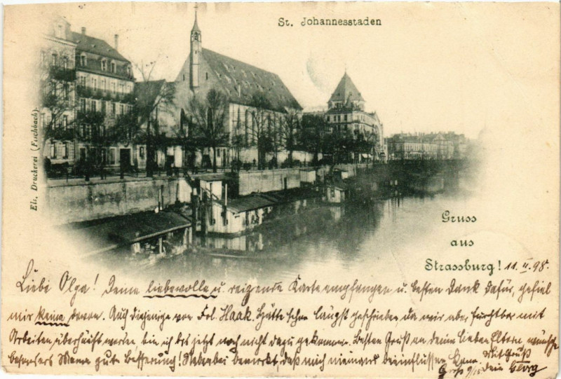 Carte postale ancienne Gruss aus Strassburg Saint-Johannesstaden à Russ