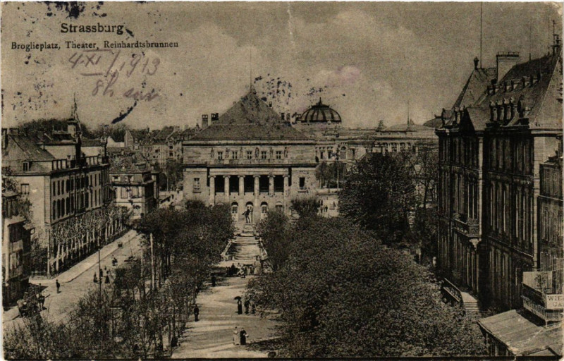 Carte postale ancienne Strassburg Broglieplatz Theater