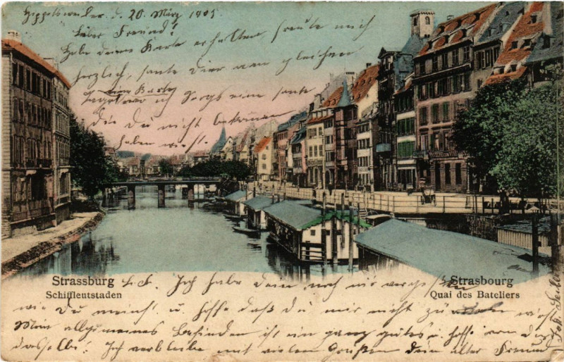 Carte postale ancienne Strassburg Quai des Bateliers