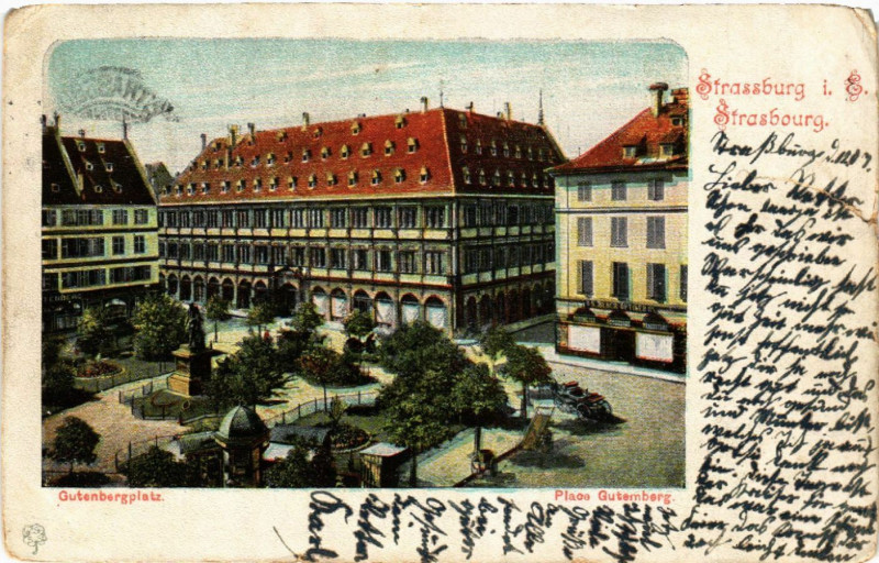 Carte postale ancienne Strassburg Place Gutemberg à Berg