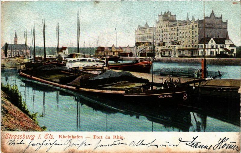 Carte postale ancienne Strassburg Port du Rhin