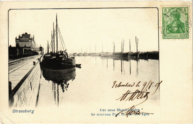 Carte postale ancienne Strassburg Le nouveau Port de l'Ile des Epis