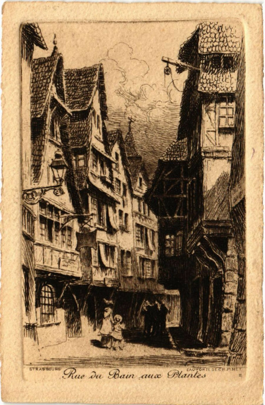 Carte postale ancienne Rue du Bain aux Plantes